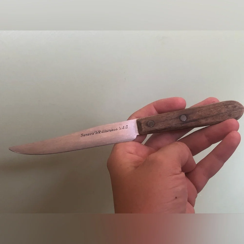 Vintage Geneva Stainless USA Paring Knife 7” Overall, Wood Handle